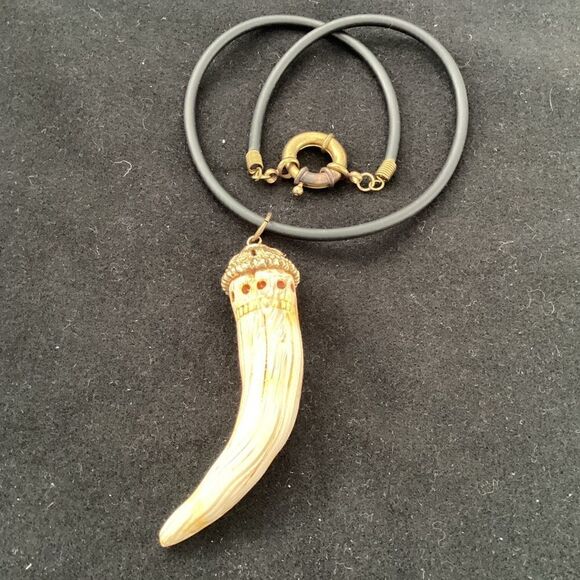 OOAK handmade necklace faux ivory pendant. J0033 - Picture 1 of 6